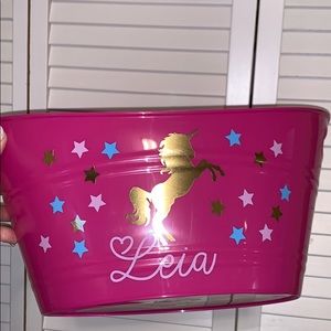 Personalized gold unicorn easter bucket basket